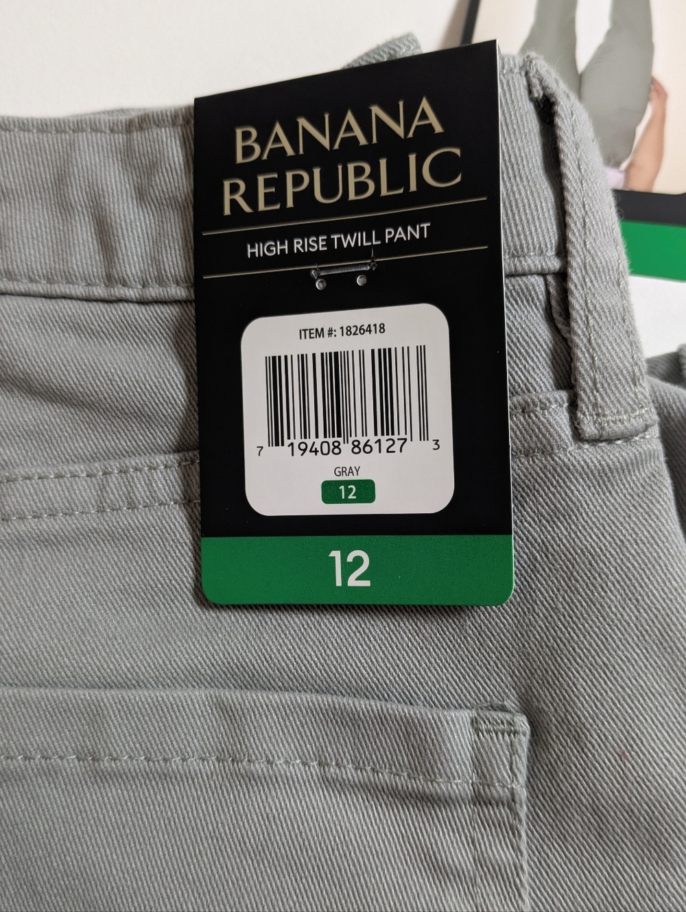 NEW! Women’s Banana Republic High Rise Twill Pants - Gray Size 12 Casual - Picture 13 of 13